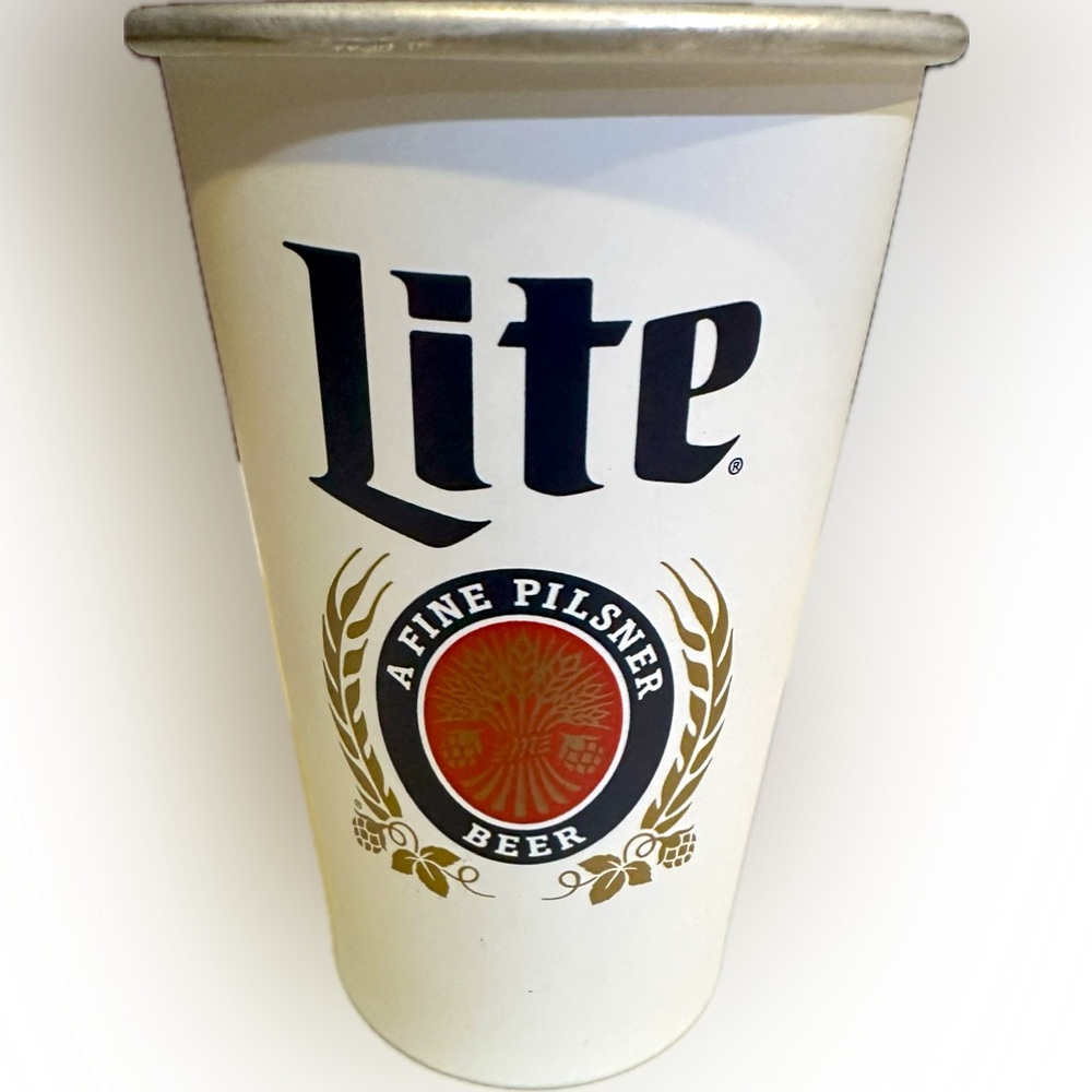 MILLER LITE HOUSTON TEXANS TIN BEER GAME CUP FOOTBALL DRINK BAR COLLECTIBLE 16OZ